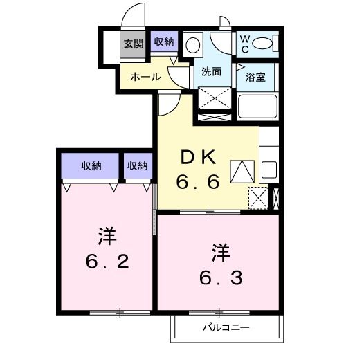 東三島５７５ハイツＢの間取り