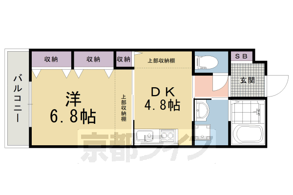 京都市右京区西院西淳和院町のアパートの間取り