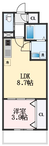 堺市西区浜寺諏訪森町中のアパートの間取り