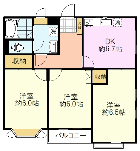 モンシャトー吉田　A棟の間取り