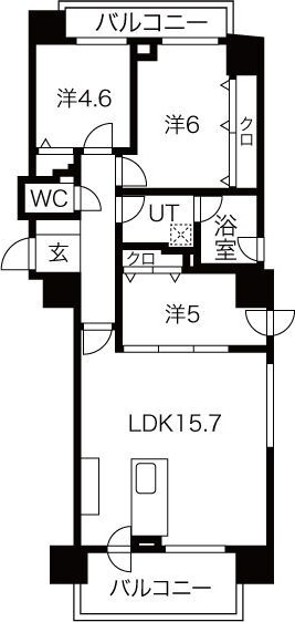 グランファーレ札幌山鼻レガリア イーストウイングの間取り