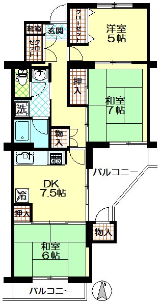 貝取団地4-1-2の間取り