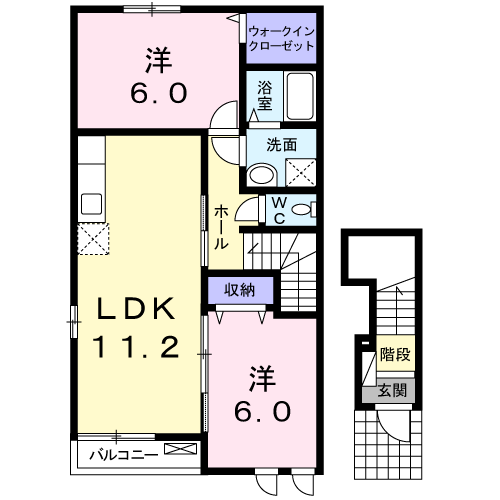 ＪＲ宇野線 迫川駅 徒歩5分 2階建 築16年の間取り写真