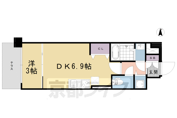 京都市南区東九条西札辻町のマンションの間取り