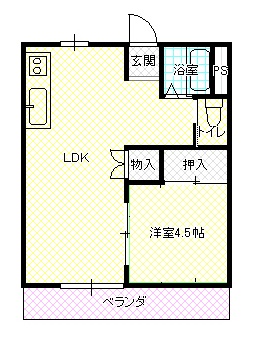 宇部市北琴芝のアパートの間取り