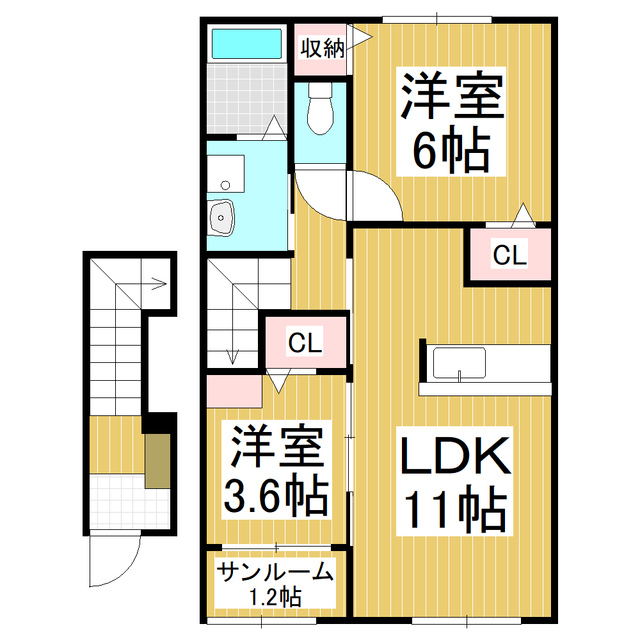 松本市寿北のアパートの間取り