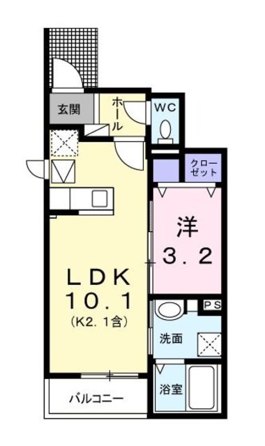 青梅市長淵のアパートの間取り