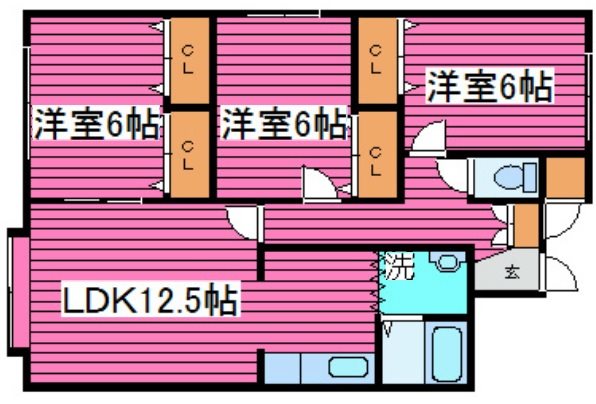 【札幌市北区篠路一条のアパートの間取り】