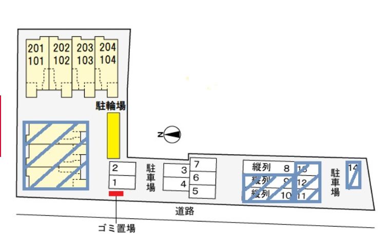 【印西市大森のアパートの駐車場】