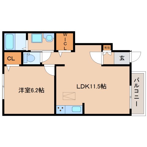 生駒市有里町のアパートの間取り