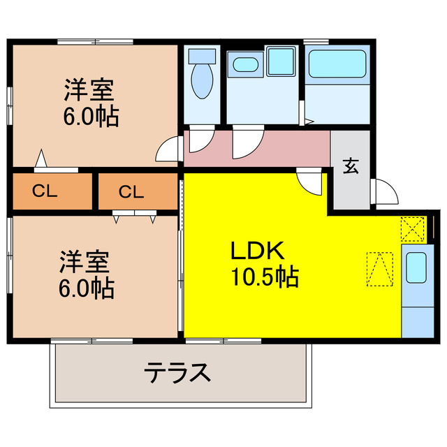 長崎市中里町のアパートの間取り