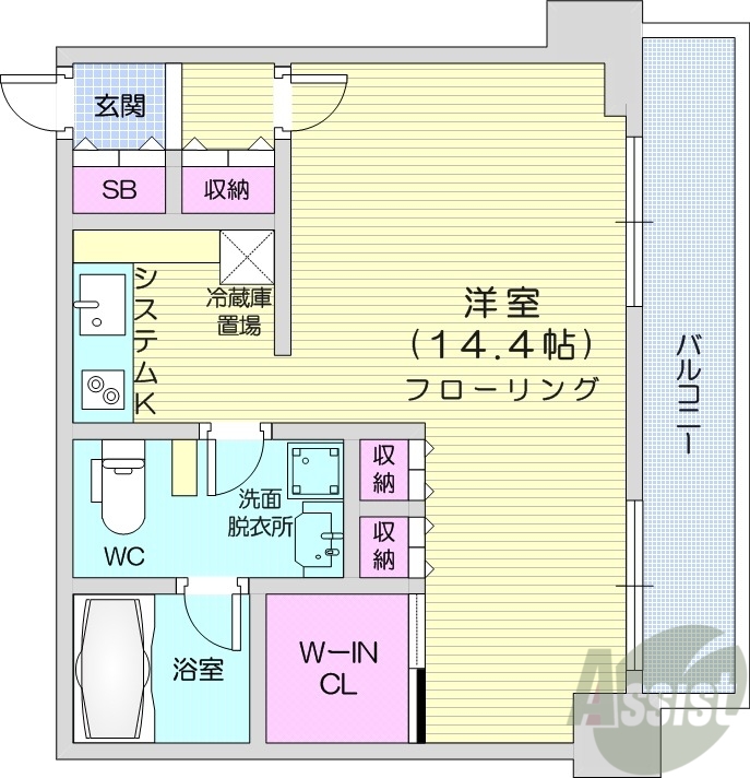 札幌市中央区大通西のマンションの間取り