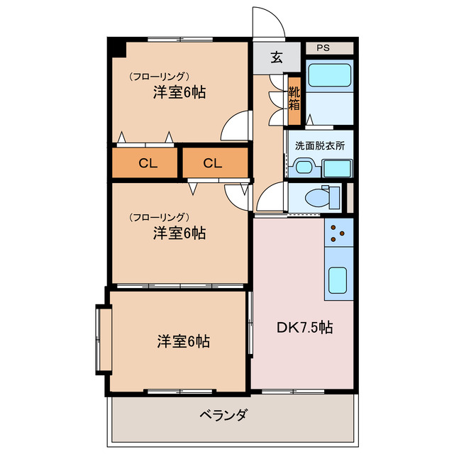 伊勢市勢田町のアパートの間取り