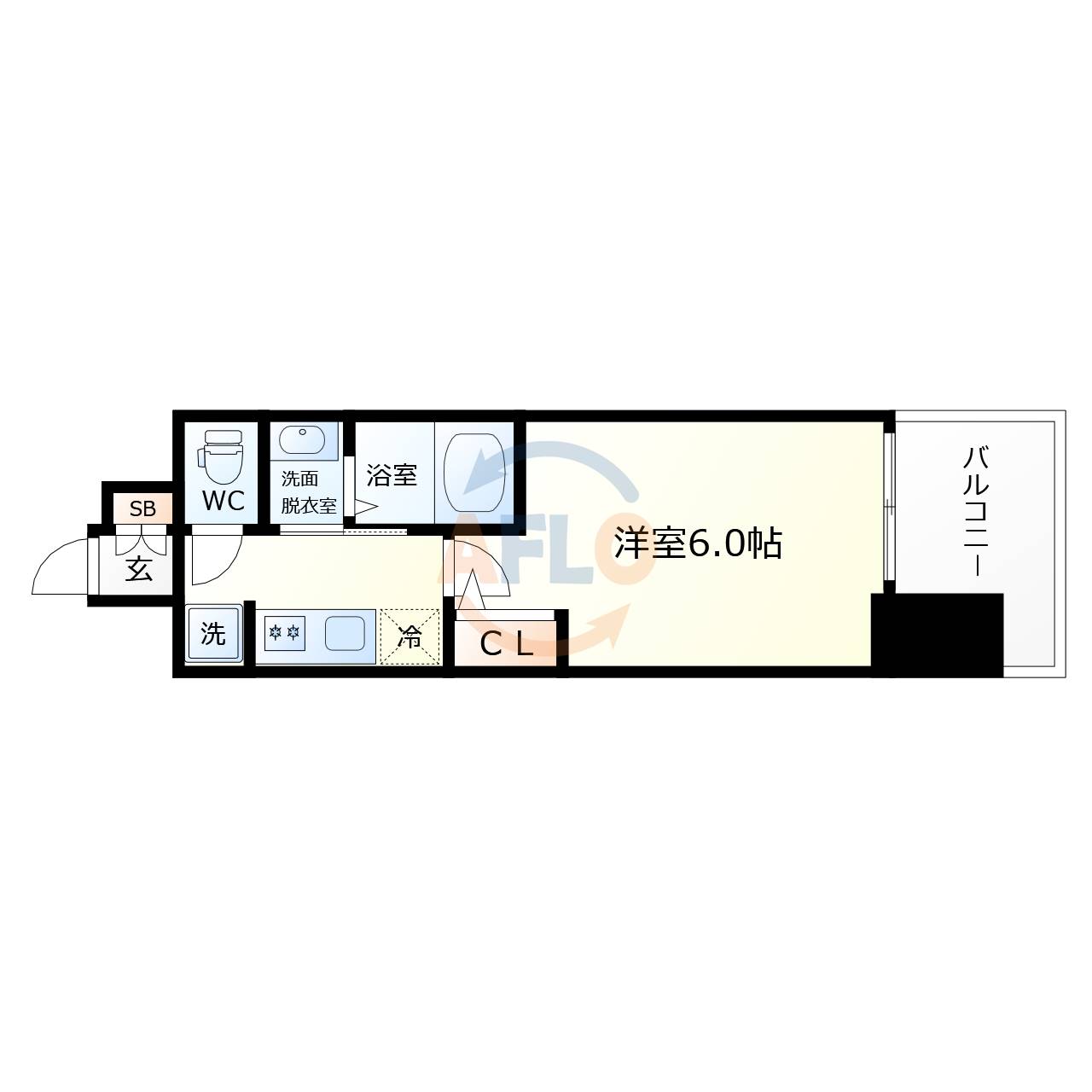 大阪市浪速区日本橋のマンションの間取り