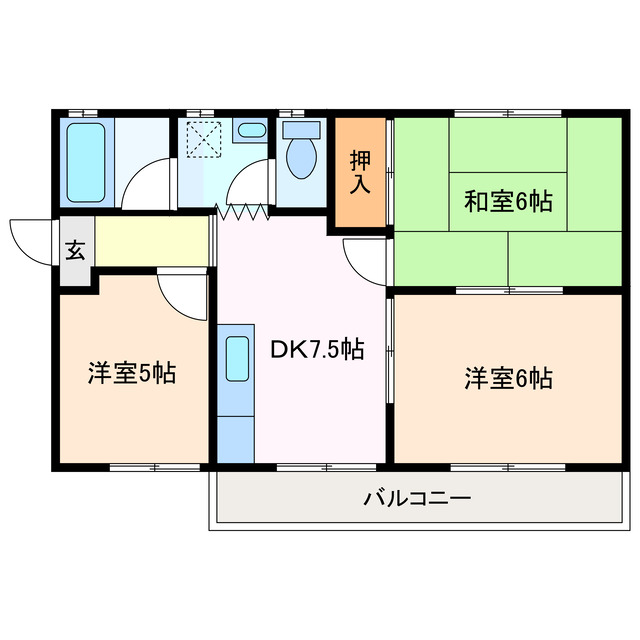 鈴鹿市長太栄町のアパートの間取り