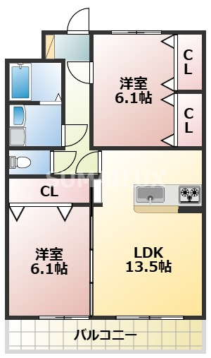 熊本市東区八反田のマンションの間取り