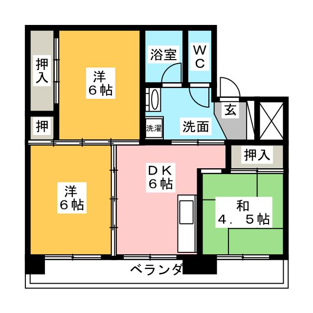 ビレッジハウス落合川　２号棟の間取り