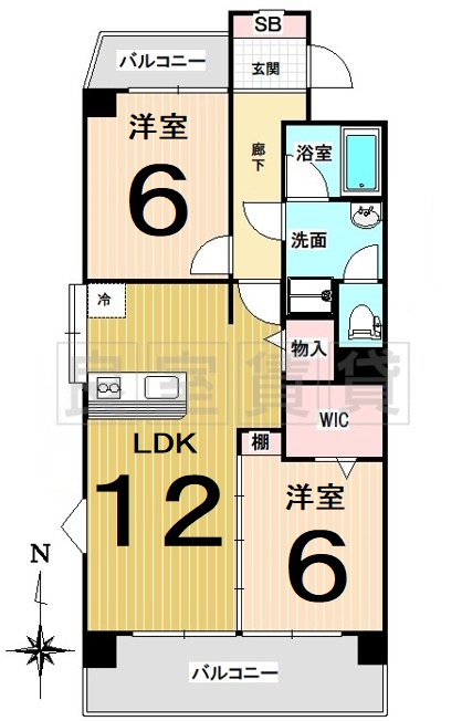 名古屋市中川区山王のマンションの間取り