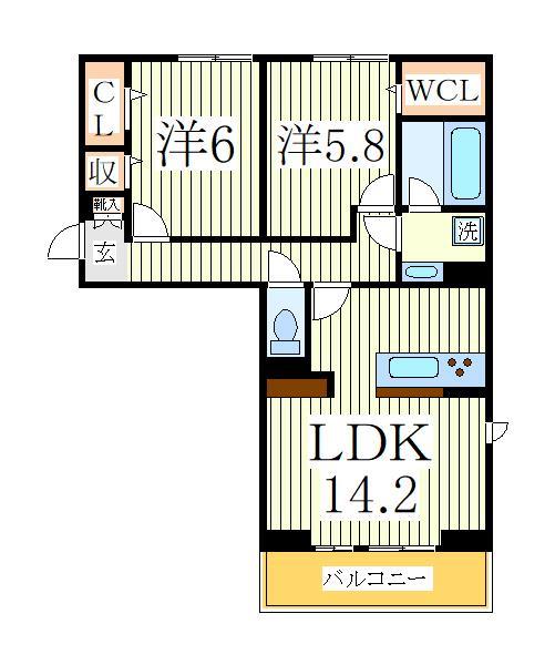 柏市十余二のアパートの間取り