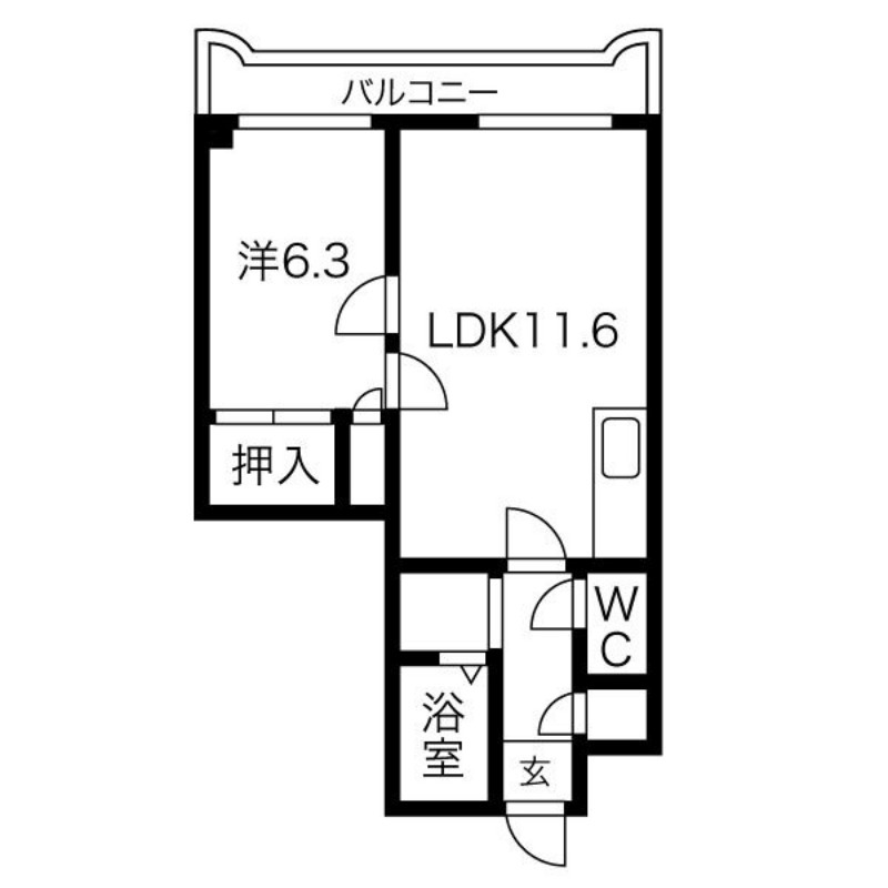 札幌市手稲区手稲本町一条のマンションの間取り