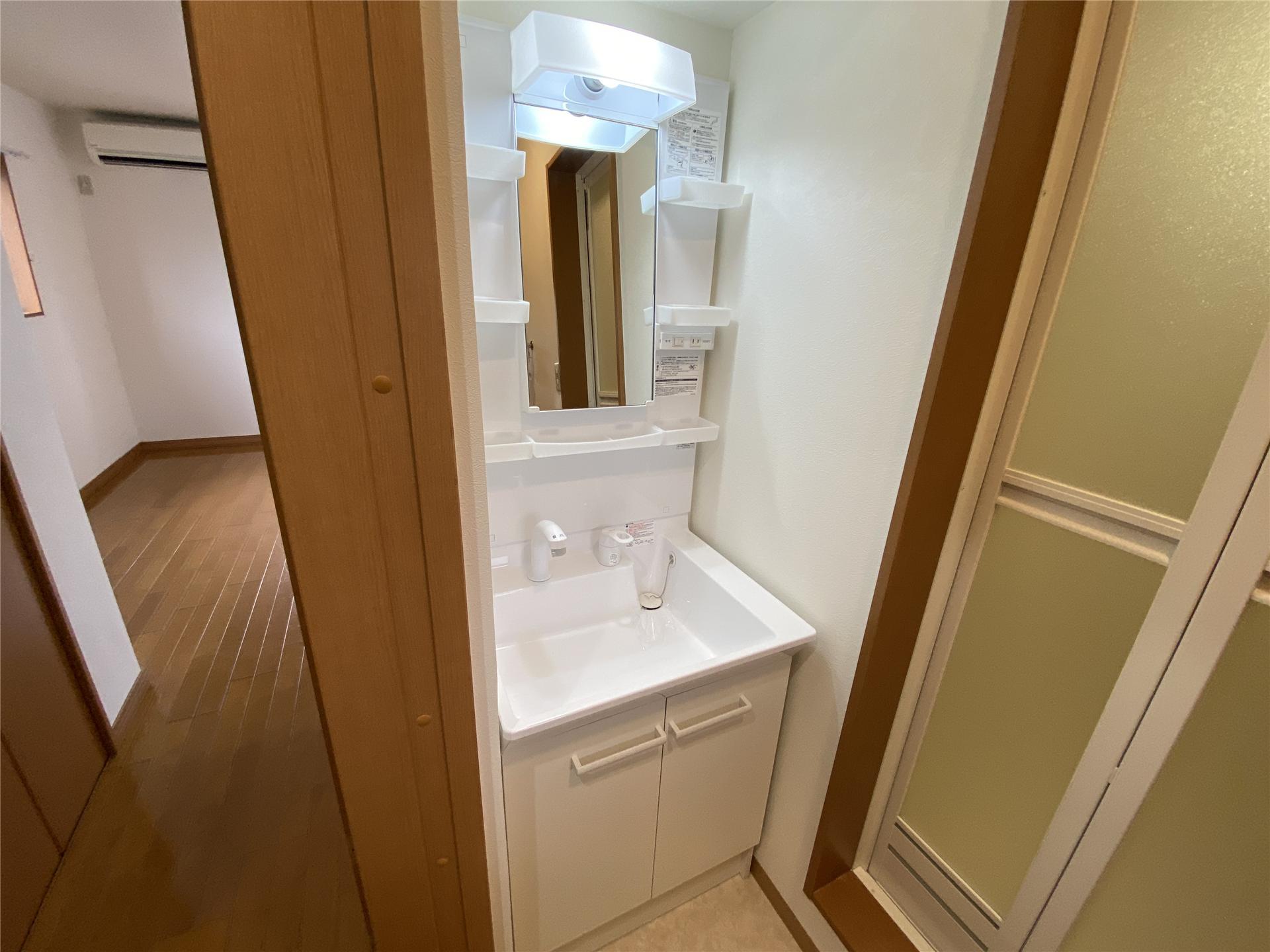 洗面設備　身支度に役立つシャンプードレッサー付きです