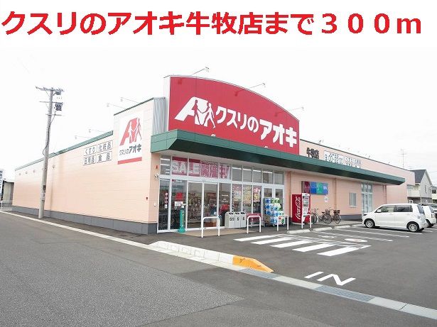 ドラックストア　クスリのアオキ牛牧店（ドラッグストア）まで300m