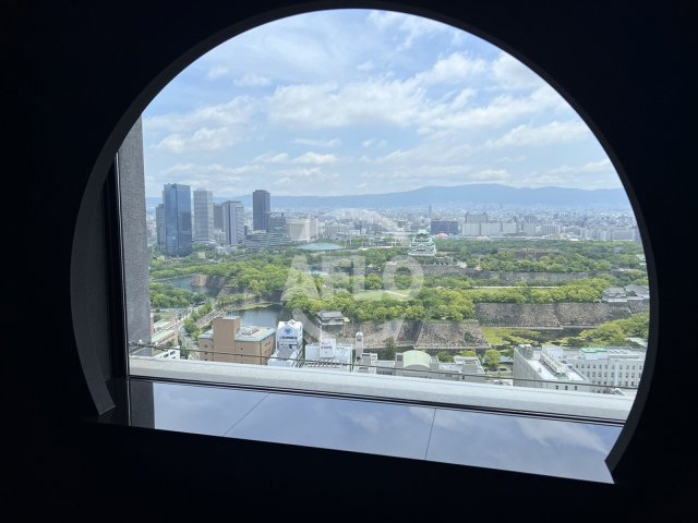 眺望　こちらからも大阪城が見え、春は桜がきれいです。
