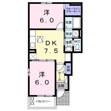 伊予市下吾川のアパートの間取り