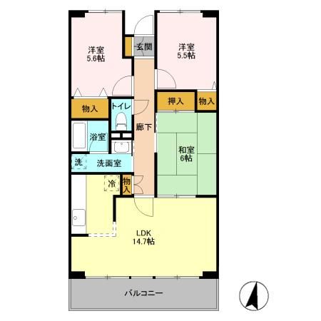 八千代市大和田新田のマンションの間取り