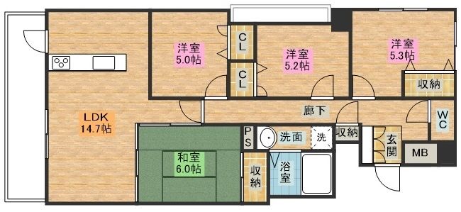 ピュアコート平野町の間取り