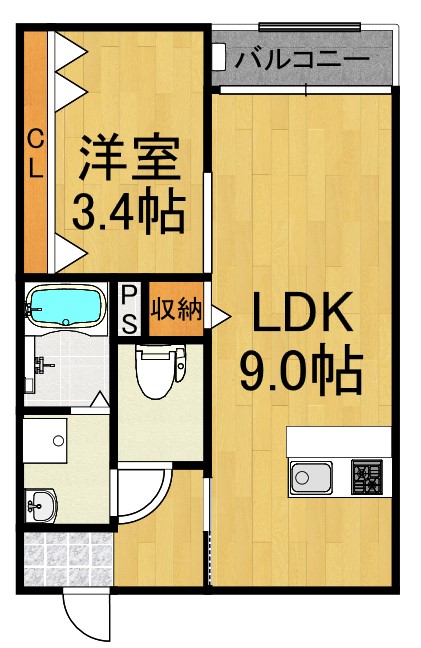 海部郡蟹江町宝のアパートの間取り