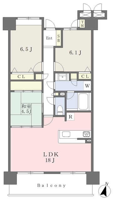 【仙台市青葉区木町通のマンションの間取り】