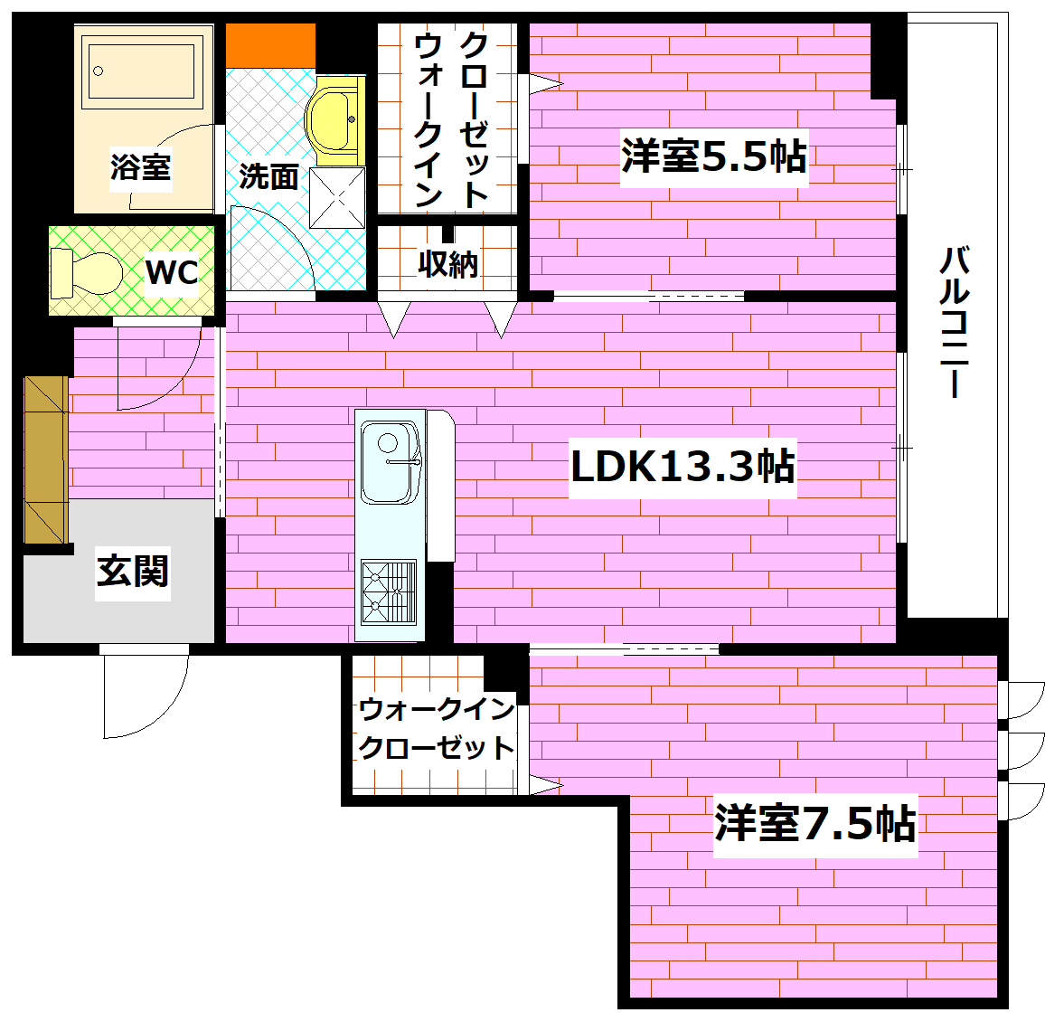 安芸郡海田町蟹原のマンションの間取り