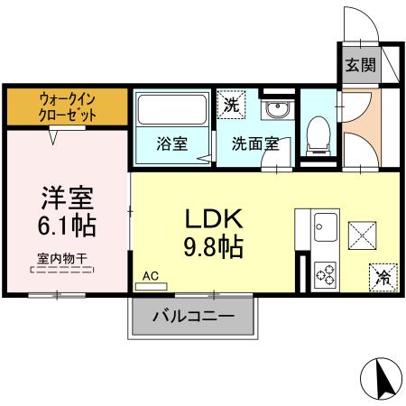 岡山市南区当新田のアパートの間取り