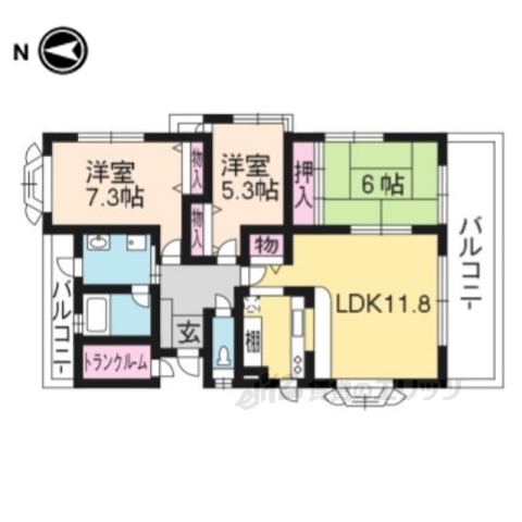 京都市北区小山北玄以町のマンションの間取り