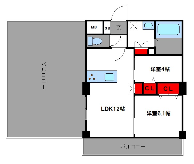 福岡市博多区博多駅南のマンションの間取り