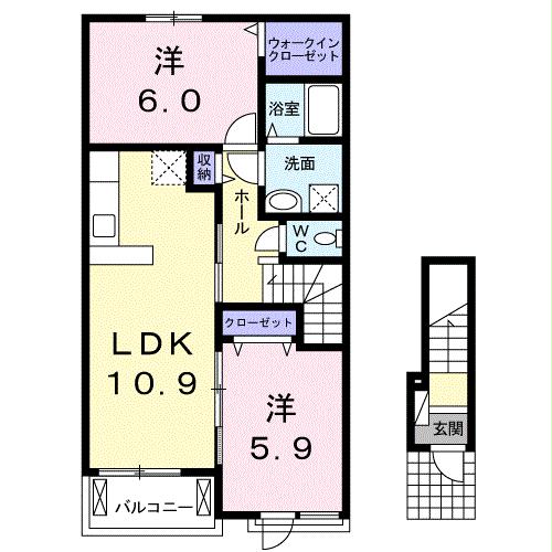 宇城市松橋町曲野のアパートの間取り