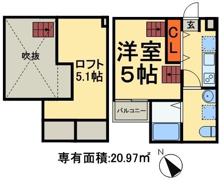 鎌ケ谷市右京塚のアパートの間取り