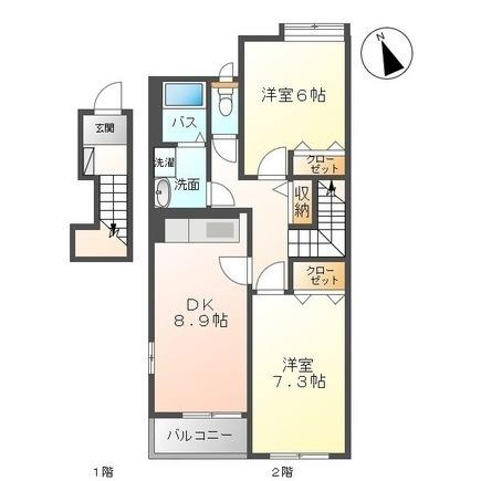 東伯郡琴浦町大字上伊勢のアパートの間取り