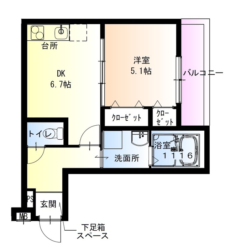 河内長野市長野町のアパートの間取り