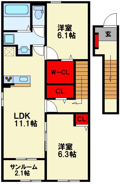 飯塚市鯰田のアパートの間取り