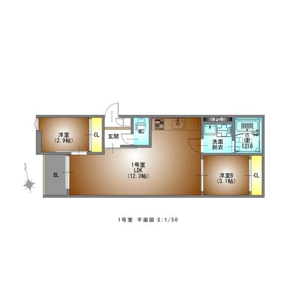 【名古屋市中川区百船町のアパートの間取り】