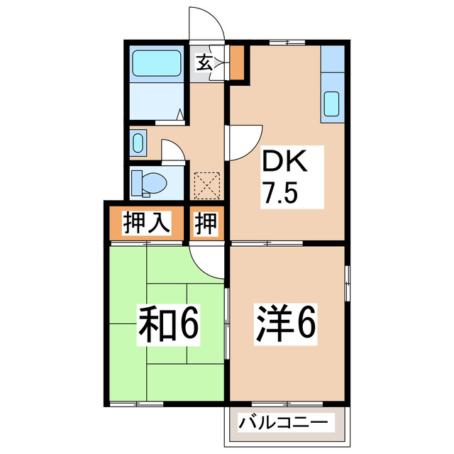 福島県郡山市島１（アパート）の賃貸物件の間取り