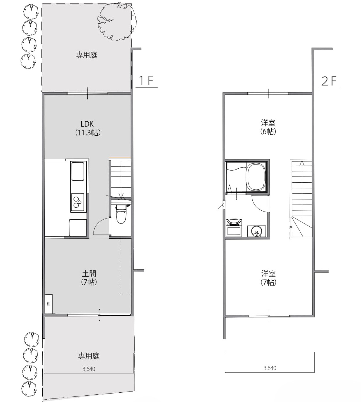 奥ふたこビレッジ　長屋C-6C-6の間取り