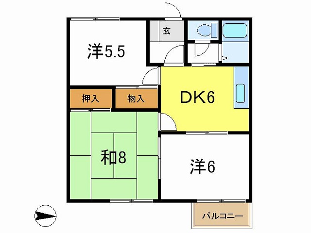 加古川市平岡町山之上のアパートの間取り