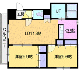 札幌市厚別区青葉町のマンションの間取り