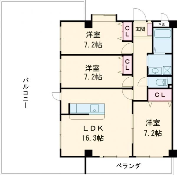 福岡市博多区浦田のマンションの間取り