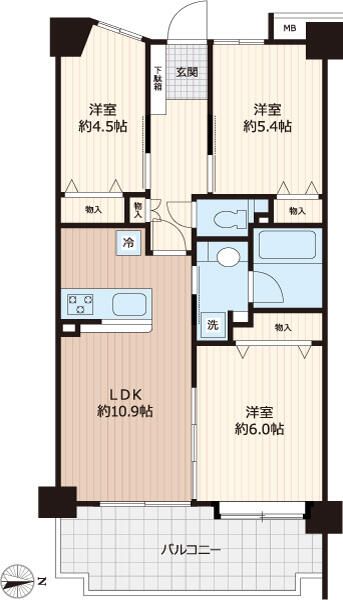 川崎市麻生区岡上のマンションの間取り