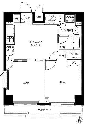 中野区上鷺宮のマンションの間取り