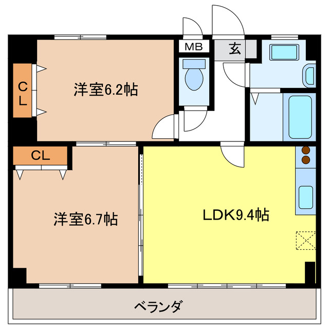岐阜県岐阜市中鶉３（マンション）の賃貸物件の間取り